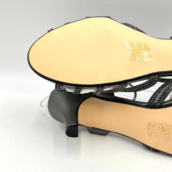 12W 12 WIDE WIDTH Touch Ups Amara Pewter‎ Silver Kitten Heel Dress Sandals Shoes - Picture 9 of 14